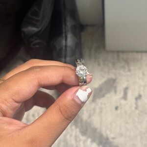 Elegant Stainless Steel Cubic Zirconia Ring with Prong Setting